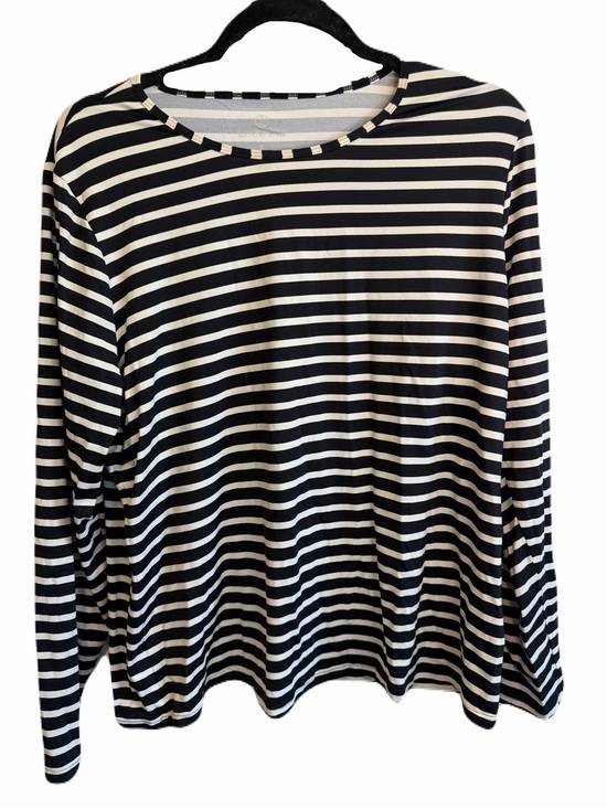 Lands' End Other - Lands’ End XL Black White Stripe Swim Top Rash Guard Long Sleeve Nylon Shirt